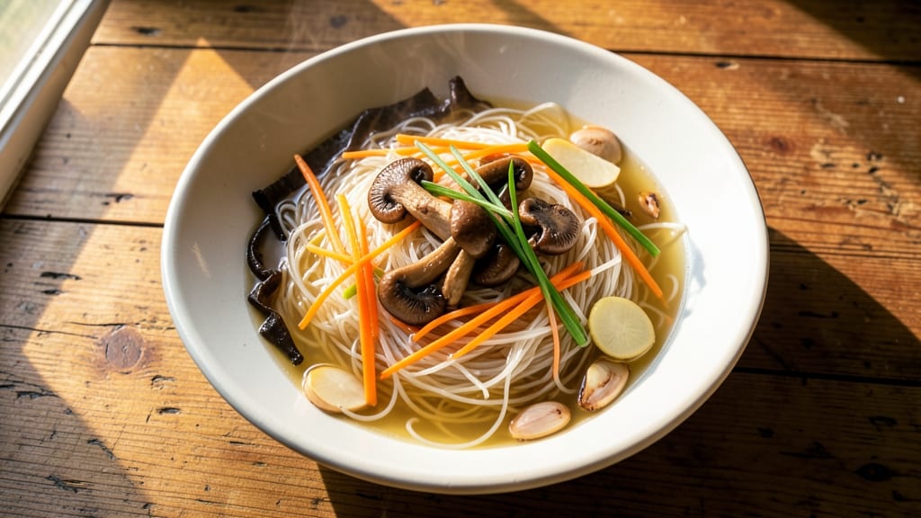 Bean Thread Noodles Soup Recipe: Silky Egg Ribbons in Fragrant Ginger-Broth