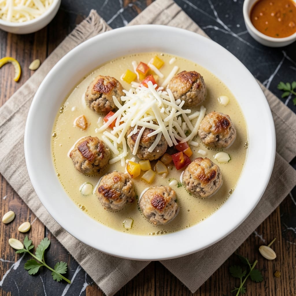 Almondigas Soup Recipe: Golden Meatballs Floating in Spiced Tomato Broth