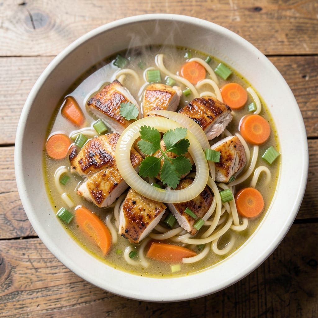 Air Fryer Chicken Soup Recipe: Quick Crispy Noodles and Shredded Chicken