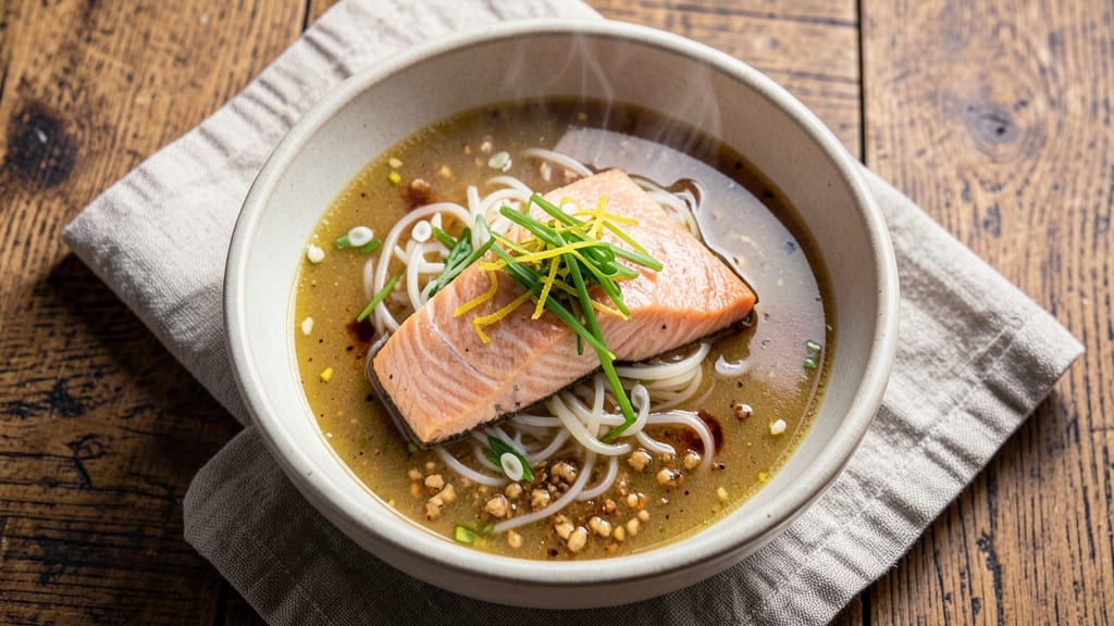 Asian Salmon Soup Recipe: Fragrant Ginger-Lime Broth with Silky Egg Ribbons