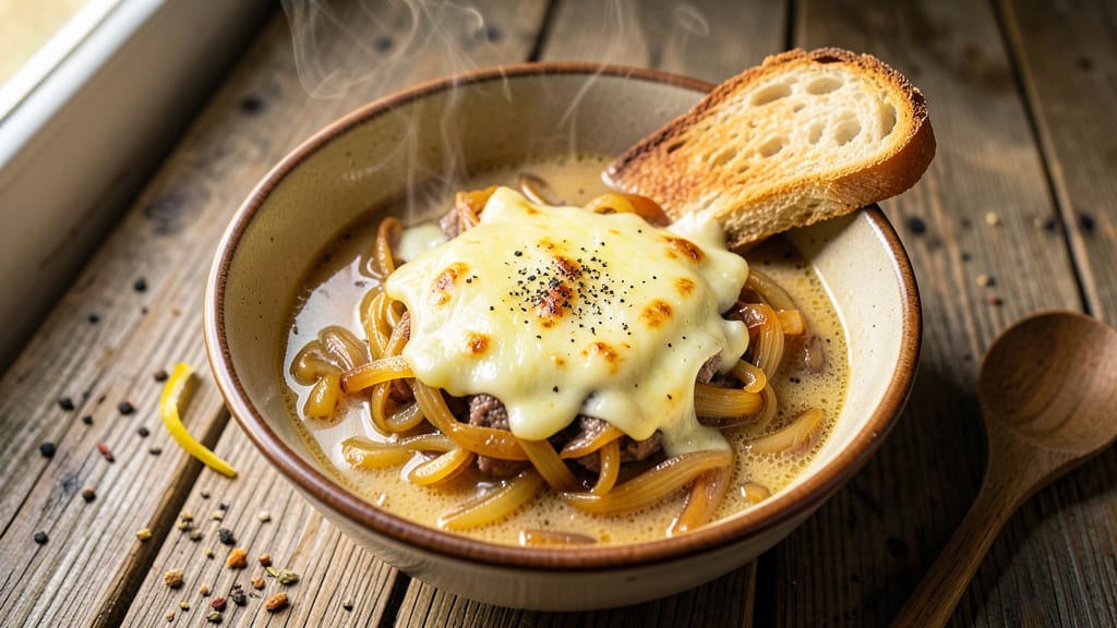 Best French Onion Soup in Paris Recipe: Crispy Bread Crowns Over Melty Cheese Clouds
