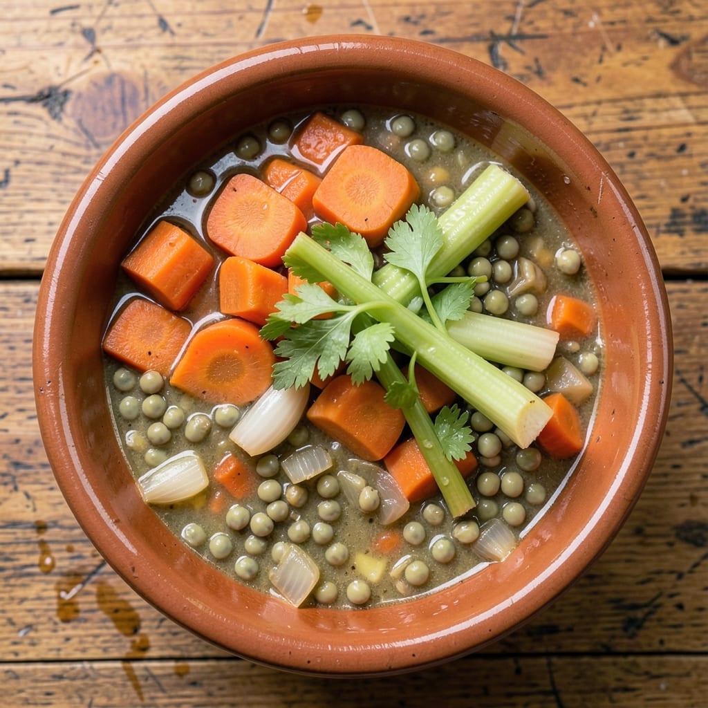 2x4 Soup Recipe: Barley and Split Pea Crunch Fusion
