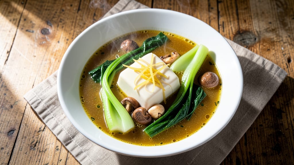 Bok Choy and Tofu Soup Recipe: Fragrant Ginger-Lime Broth With Silky Tofu Ribbons