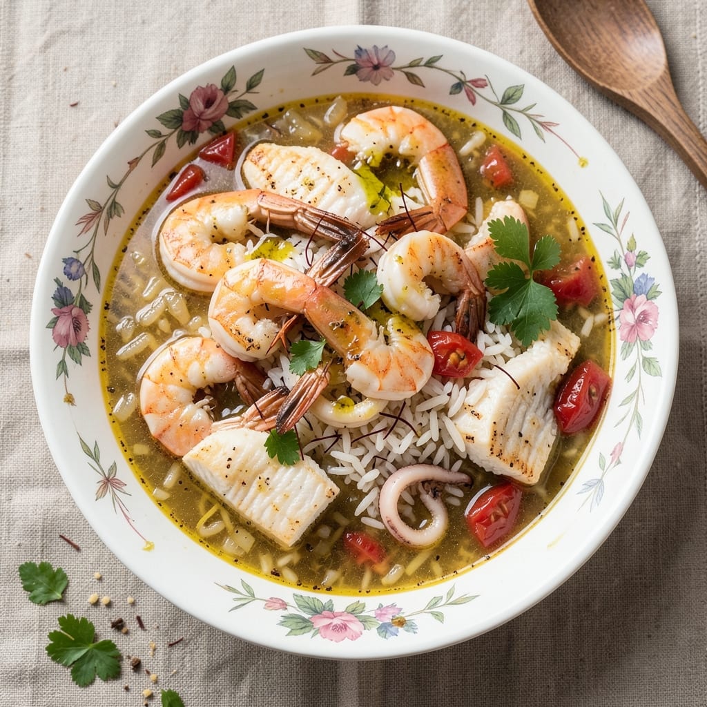 7 Mares Seafood Soup Recipe: Andalusian Spice and Rice Harmony