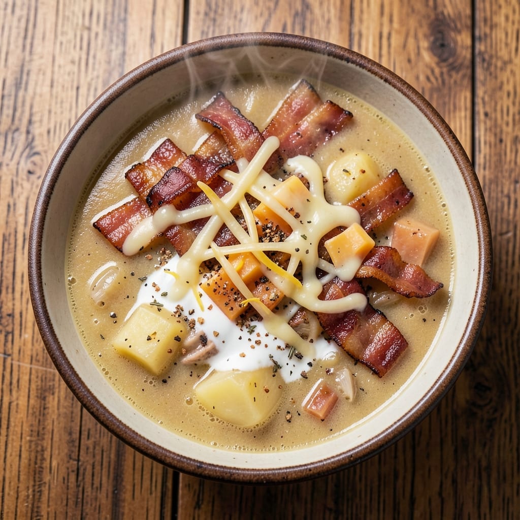 54th Street Bar and Grill Potato Soup Recipe: Smoky Bacon and Gruyere Velvety Richness