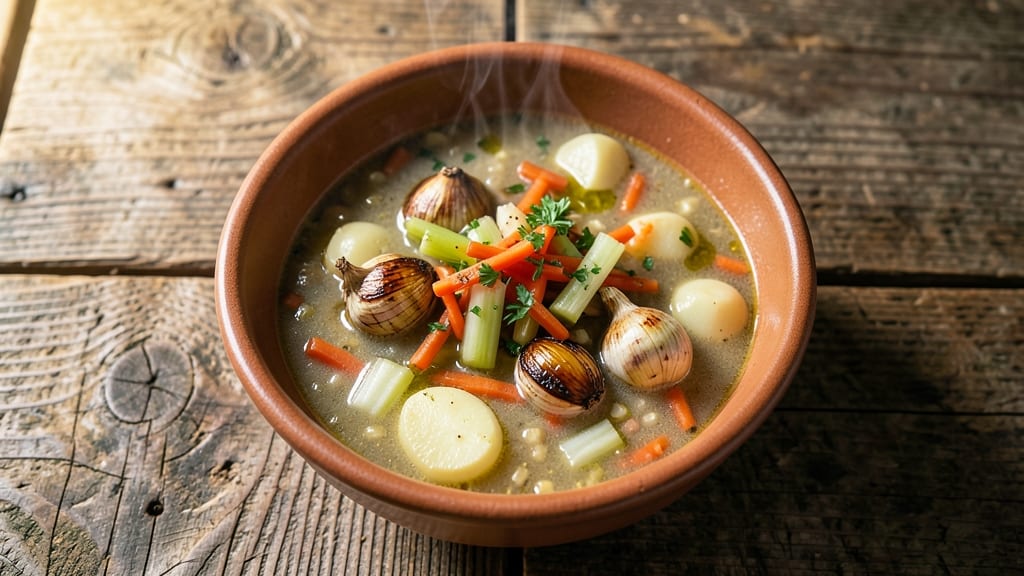 Austrian Garlic Soup Recipe: Deep Garlic Roast and Herb-Infused Broth
