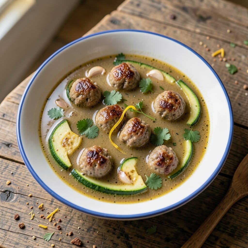Albondigas Soup Recipe with Zucchini: Herb-Packed Meatballs in Zesty Tomato Broth