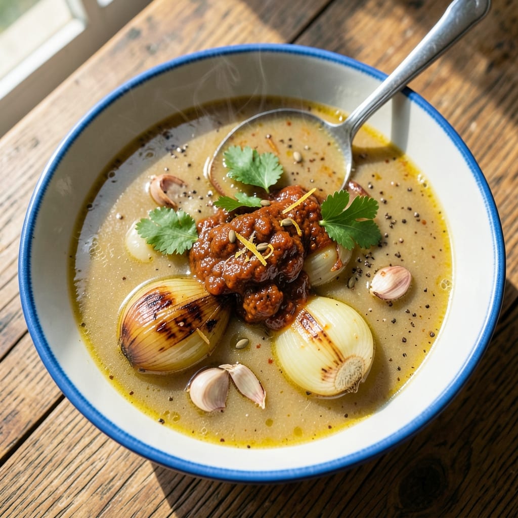 Algerian Shorba Soup Recipe: Harissa-Kissed Lamb with Toasted Barley Crunch