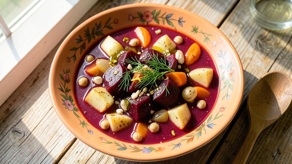 Armenian Borscht Soup Recipe: Beet-Infused Spice Harmony With Egg Ribbon Twist