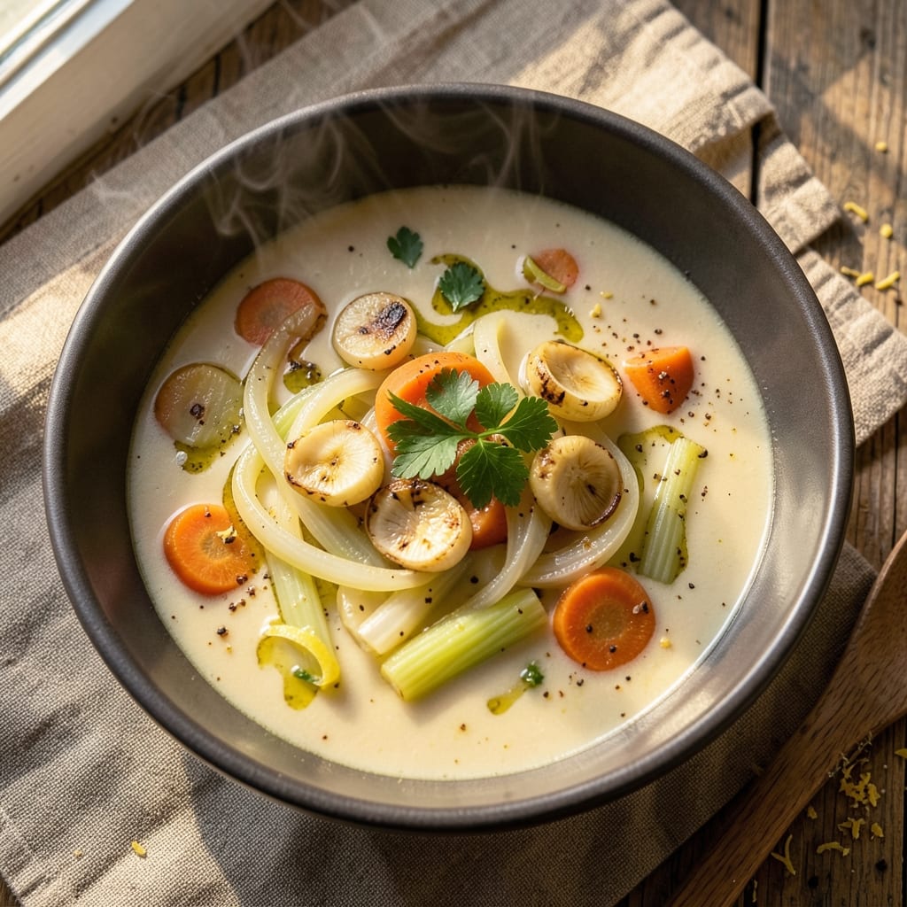 1 Soup Recipe: One-Pot Velvety Silk with Toasted Garlic Crown