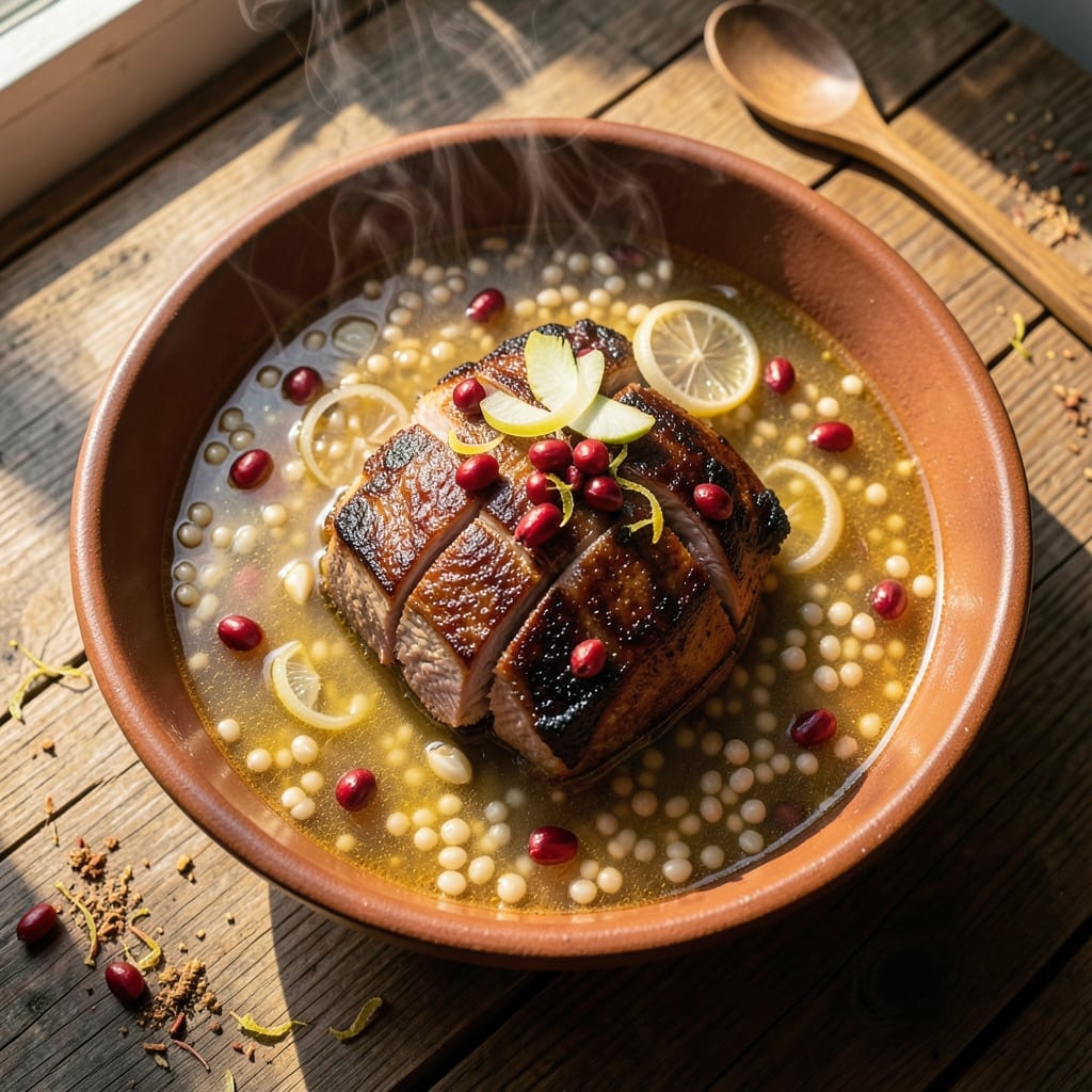 Abunuabunu Soup Recipe: Barley, Lamb, and Barberry Spice Fusion