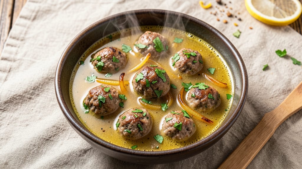 Authentic Albondigas Soup Recipe With Mint: Fragrant Egg Meatballs in Herbed Tomato Broth