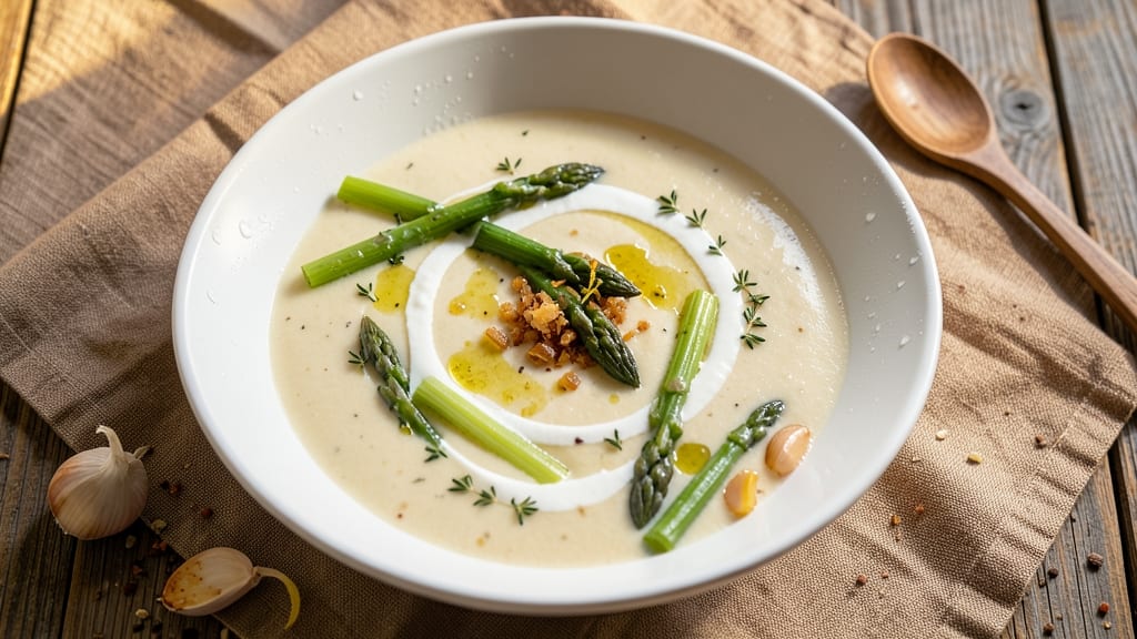 Asparagus Celery Soup Recipe: Velvety Green Smoothness With Crispy Celery Topping