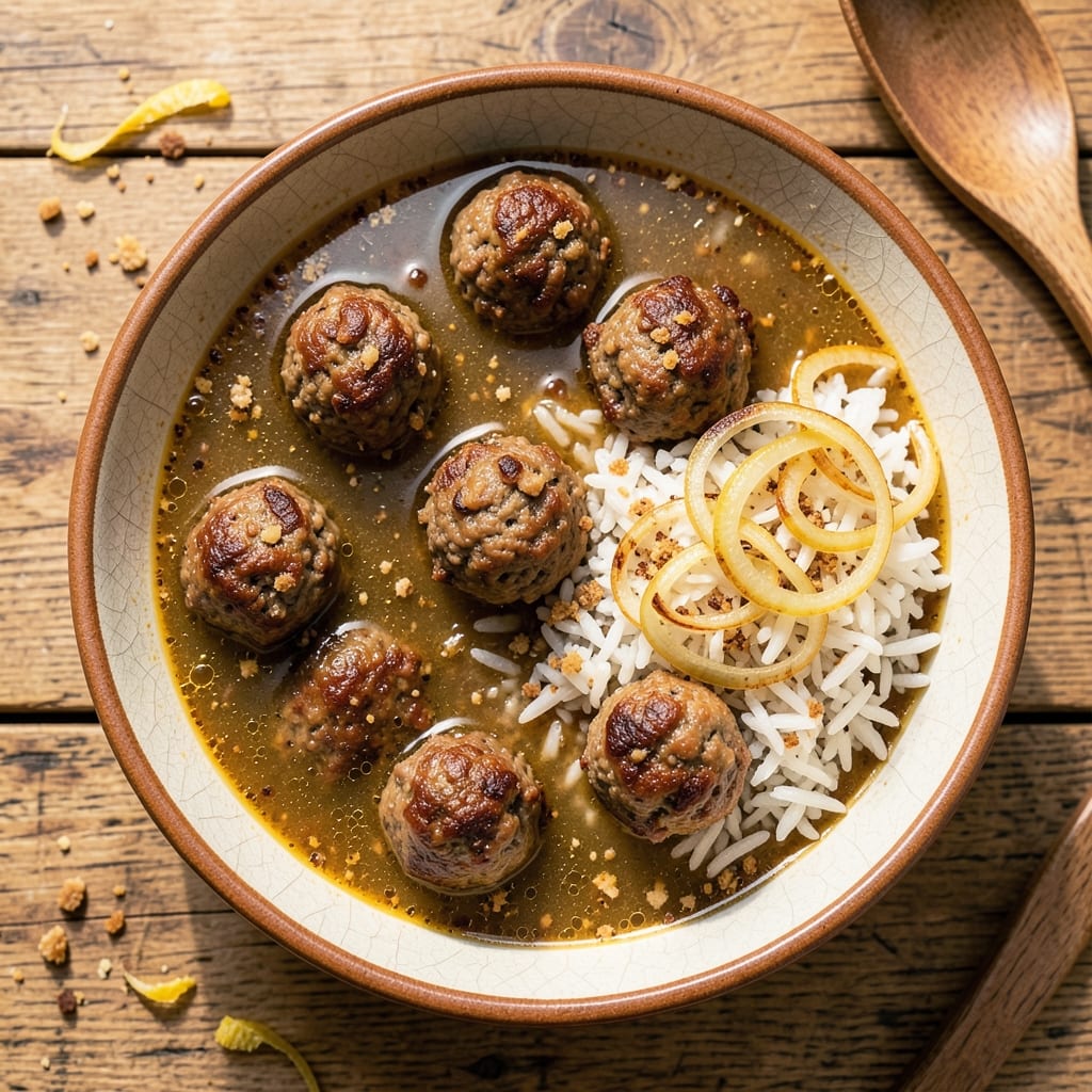 Albondigas Soup Recipe with Rice: Spiced Meatballs and Toasted Rice Crunch Fusion
