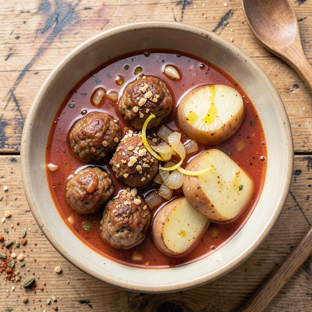 Albondigas Soup Recipe with Potatoes: Spanish Grandma's Secret Meatballs in Garlic-Infused Broth