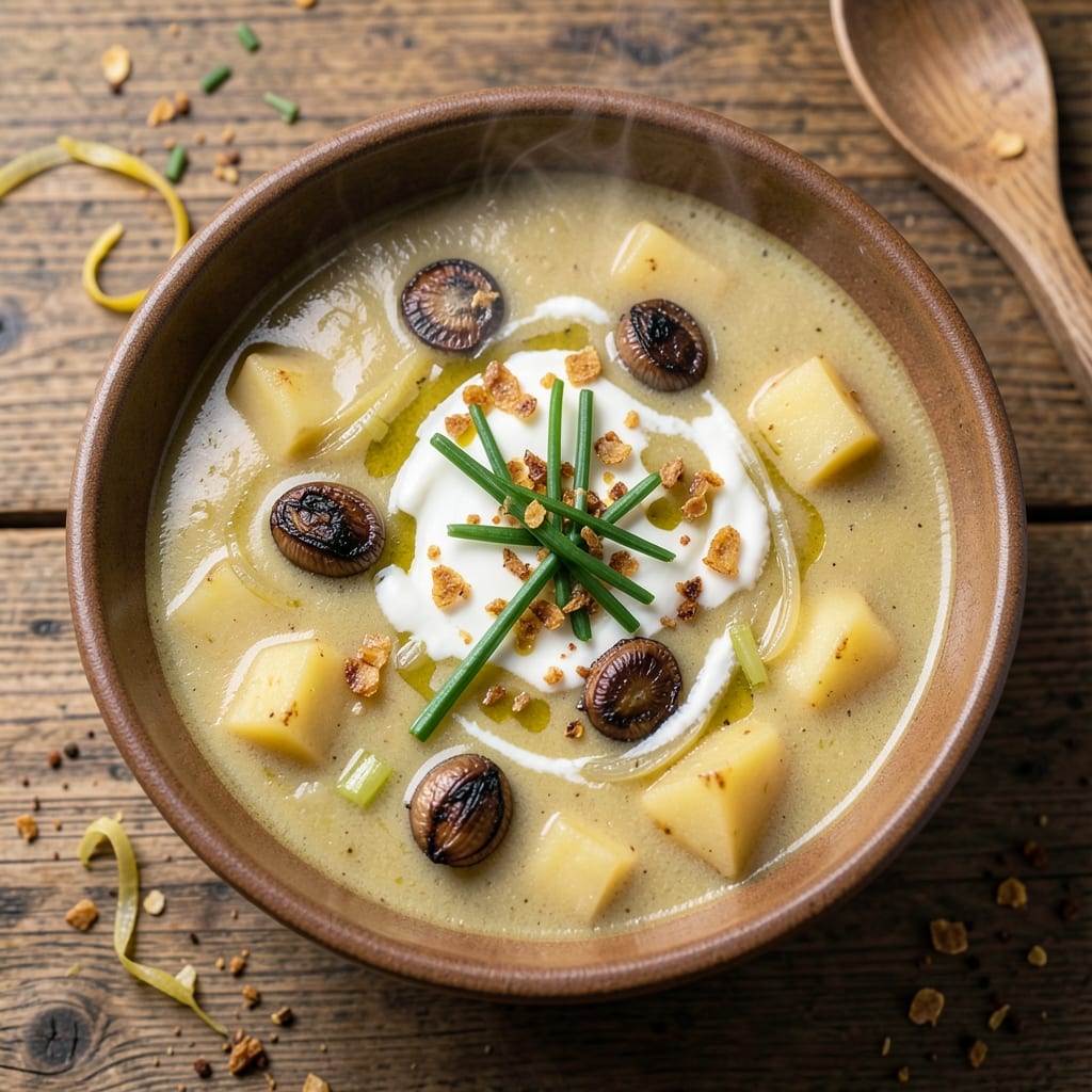 Alton Brown's Potato Soup Recipe: Roasted Garlic and Gruyère Luxe
