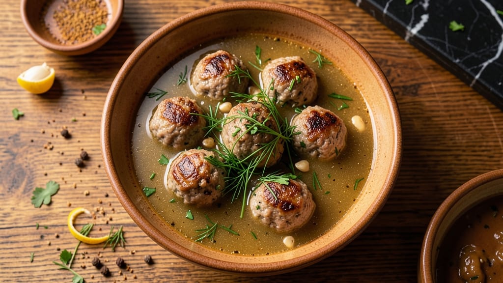 Armenian Meatball Soup Recipe: Spiced Lamb Orzo With Herbed Yogurt Swirl