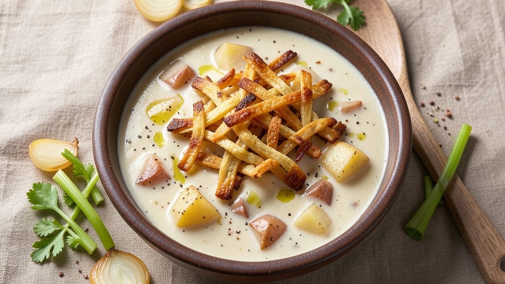 Baked Potato and Hash Browns Soup Recipe: Crispy Topping Meets Creamy Base