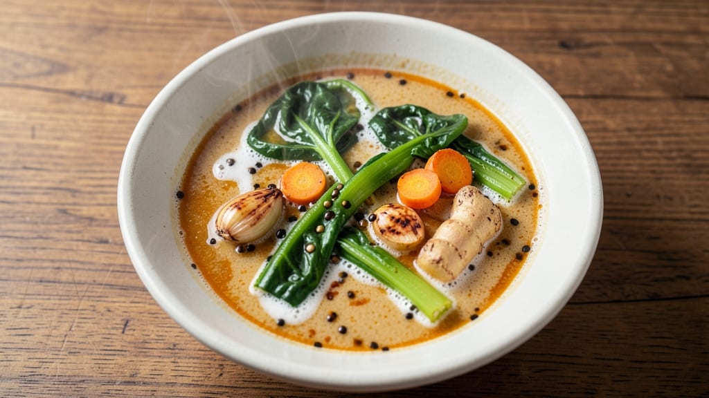 Bok Choy Soup Indian Recipe: Turmeric-Golden Broth With Crispy Garlic Bites