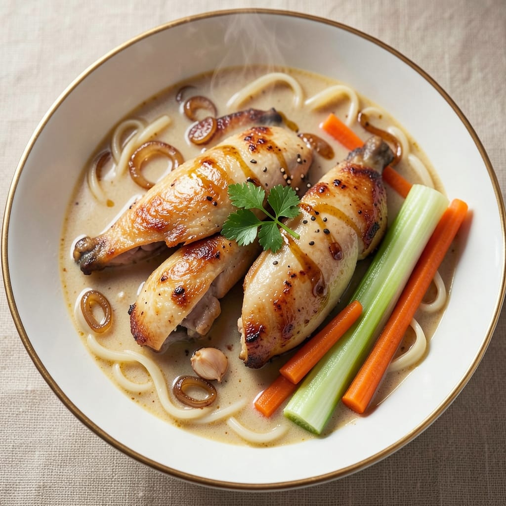 5-Star Chicken Soup Recipe: Golden Egg Noodles and Shredded Chicken Luxe